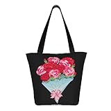 [YIJBFPUAS] カーネーションの花束 トートバック A 大容量 トート ショルダーバッグ 2way 肩掛け 軽量 おしゃれ 手提げ袋 エコバッグ 買い物バッグ 通勤通学 旅行用 男女兼用 ファスナー 付き