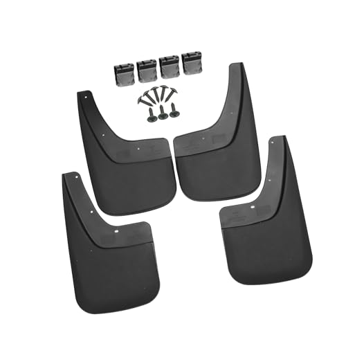 Image of Mud Flaps Splash Guard No-Drill Mudguards Wheels Protection Set Fit for GMC Sierra 1500 with Hardware - Pack of 16 Black Item Replacement