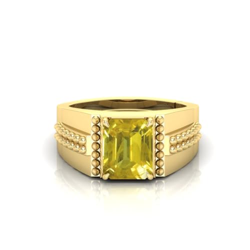 DENMOUS Payal Creatoin 3.25~16.25 Ratti認定未加熱非処理Aa++ 品質 天然イエローサファイア プクラジ ジェムストーン リング レディース メンズ - B0D29GFV-DNM