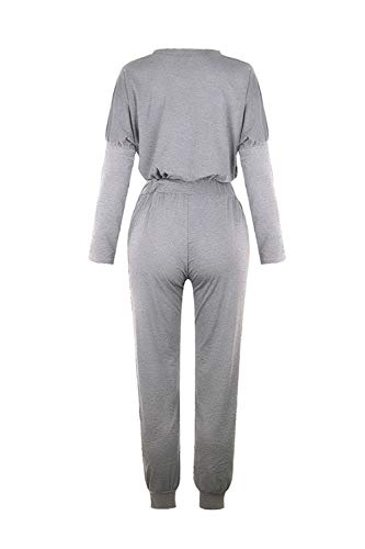 Meenew Women\'s Long Sleeve Workout Sets 2 Piece Sport Outfits Loungewear Gray M - Thumbnail 3