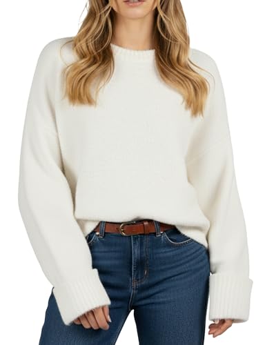 Image of Buauty Womens Oversized Long Sleeve Crewneck Fall Sweaters Chunky Fuzzy Knit Pullover Clothes 2025 Trendy Outfits