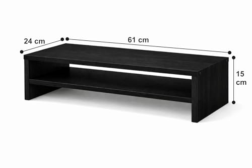 Image of Enigmatic Woodworks Wooden Monitor Stand with Storage Organizer for Desk, Tables, Office, Home, Studio, Study Table (Wenge)