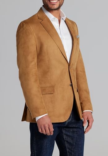 Men's Faux Suede Suit Jacket Slim Fit Single Breasted Two Button Cowboy Style Lightweight Blazer Sports Coat3
