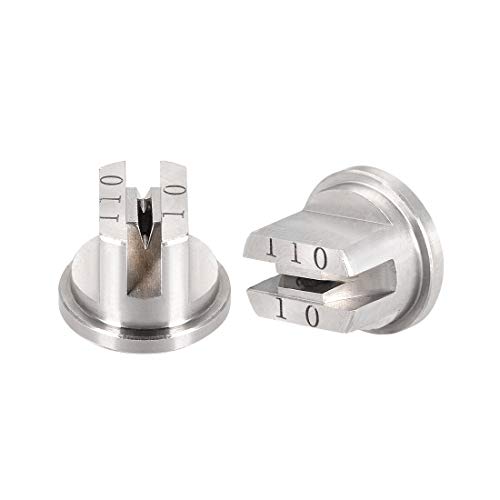 sourcing map Flat Fan Spray Tip, 110 Degree Stainless Steel Nozzle, 2 Pcs (2mm Orifice Diameter)