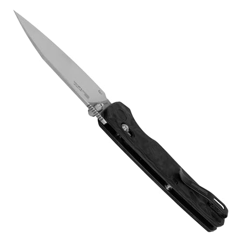 Image of Kershaw Bel Air XL Carbon Fiber Folding Pocket Knife, Made in USA, 3.4 Inch CPM MagnaCut Steel Two-Tone Reverse Tanto Blade, EDC with KVT Opening, DuraLock, Carbon Fiber Handle, Deep-Carry Pocketclip