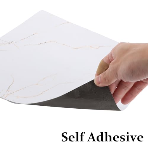 40 Pcs Self Adhesive Floor Tiles, 30 x 30 cm Peel and Stick Floor Tiles, White Stick On Floor Tiles Waterproof, PVC Vinyl Floor Tiles Bathroom Kitchen Living Room Office - Image 3