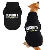 BINGPET Security USA Dog Sweater with Hood and Leash Hole,Warm Fleece Dog Hoodie & Winter Coat for Small to Large Dogs,Cold Weather Pet Clothes(Large)