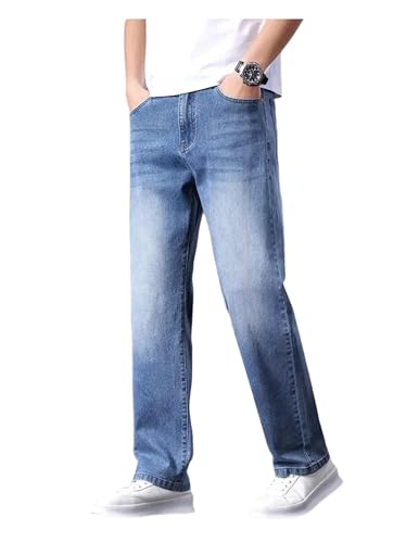 Men's Jeans Cotton Stretch Pants Loose Straight Denim Trousers Slim Casual Comfortable Breathable Fit