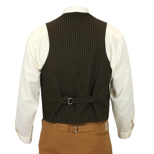 Historical Emporium Men's Cotton Striped Casual Work Vest, Victorian Old West Edwardian Ferndale Waistcoat4
