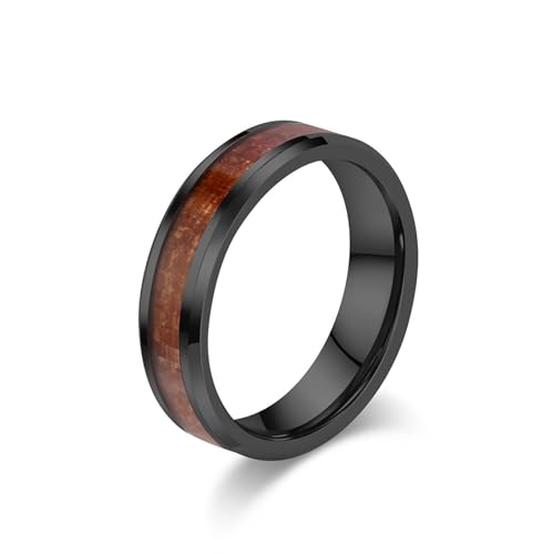 Bague tungstène et bois noir de 6mm le cadeau d'anniversaire idéal taille 59