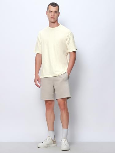 Image of Bewakoof Air 1.0 Men's Solid Oversized Fit Half Sleeve Round Neck Cotton Slub T-Shirt