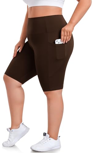 we fleece Plus Size 8 Biker Shorts with Pockets - High Waisted Spandex Yoga Shorts for Women Workout Gym Cycling Athletic