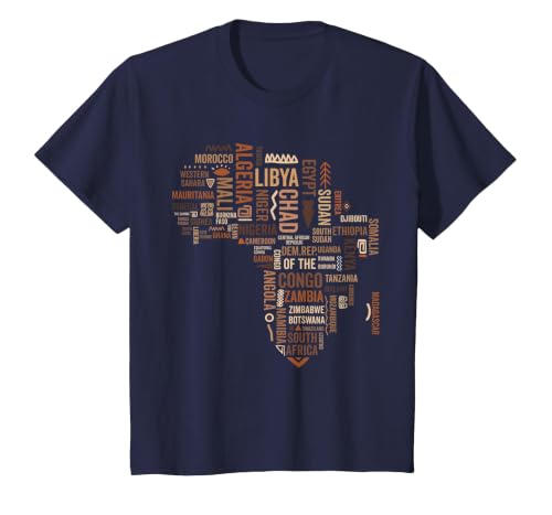 Africa Map Countries Black History Pride African American T-Shirt, Youth, Navy Blue, X-Small