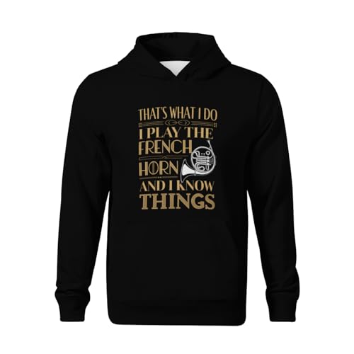 Kids That's What I Do I play the French Horn and I Know Things Boys Girls Lightweight Kangaroo Pocket Fleece Hoodies2