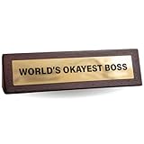 Boxer Gifts World’s Okayest Boss Joke Desk Sign - Funny Manager Gift for Secret Santa – Novelty Office Asseorries