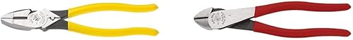 Klein Tools Lineman's - Alicates para engarzar (9 pulgadas) y alicates multiusos de corte diagonal (8 pulgadas)