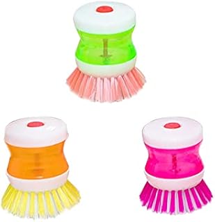 3 Pcs Pot Dish Brushes Soap Dispensing Palm Brushes Kitchen Washing Utensils with Soap Dispenser for Pot Pan Sink Cleaning