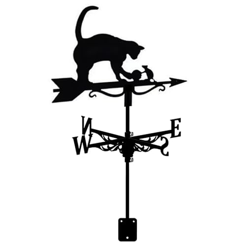 Girouette extérieure chat et souris indicateur de vent noir - 2