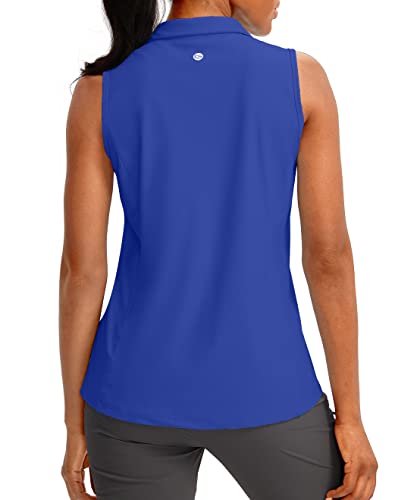 G Gradual Women's Sleeveless Golf Polo Shirts Tennis Quick Dry Collared Tank Tops V-Neck Polos For Women(Royal Blue,M) #TOP2