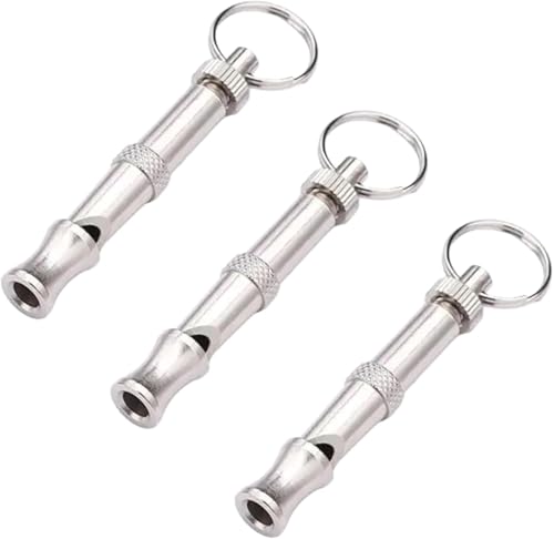 Galepromot 3Pcs Silver Adjustable Ultrasonic Dog Whistle,Portable Whistle Pet Whistle Supersonic Whistle Dog Whistles for Pet Training,Training and Behavior Aids, Portable Pet Training Aid