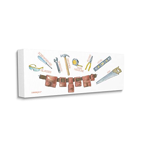 Image of Stupell Industries 'Various Construction Tools Educational'| Canvas Art | Stupell Industries | 40 x 17 Inches, Easy to Hang and Sturdy, Made in USA, by Dishique