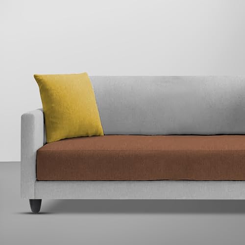 Image of Casaliving Dominic 2 Seater Sofa Set for Living Room (Brown Grey Fabric) Premium Fabric Sofa