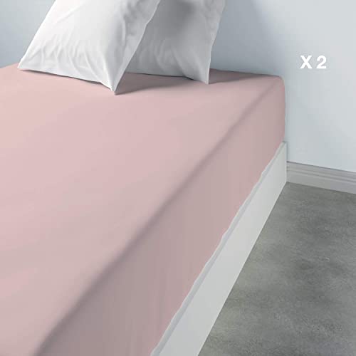 Les Ateliers du Linge – Lot de 2 draps Housses 80x200 cm – pour Lits à sommier articulé - Tissu Lavable 100% Coton – Couleur Unie