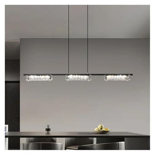Plafonnier cuisine moderne avec suspension noire LED variable pour table