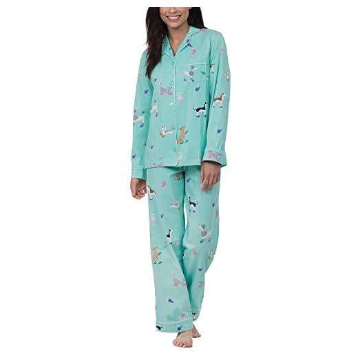 PajamaGram Womens Pajamas Soft Cotton - Dog Pajamas for Women, Blue, XS, 2-4