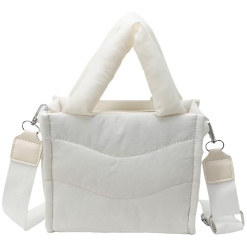 Small Puffer Tote Bag for Women Handbag, Quilted Nylon Shoulder Crossbody Puffy Padded Purse