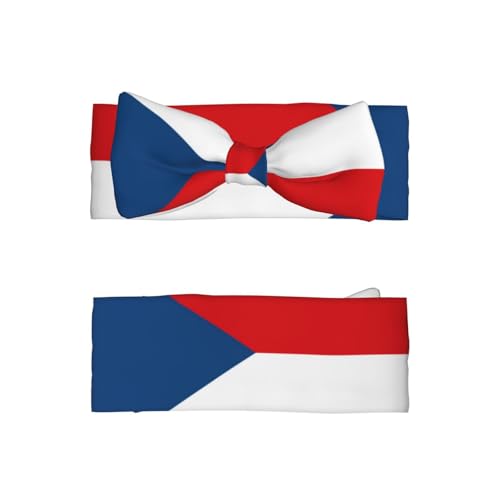 Comfortable Soft Stylish Designs Flag of the Czech Republic Baby Head-Mounted Bow Elastics Wide Headbands for Newborn2