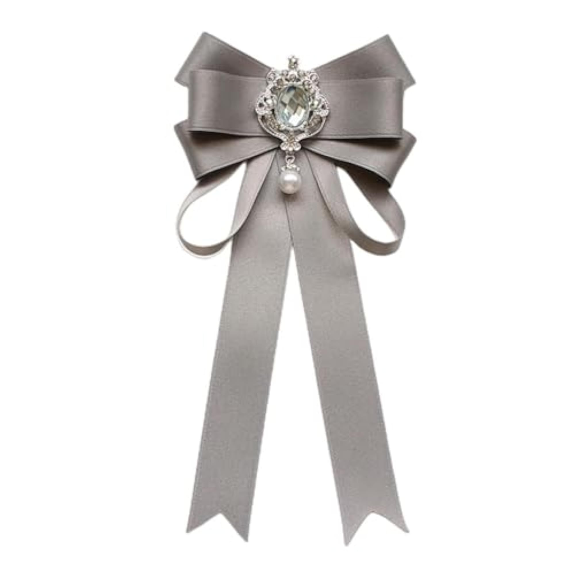 Women's Gray Bow Tie Corsage Breastpin Collar Tie