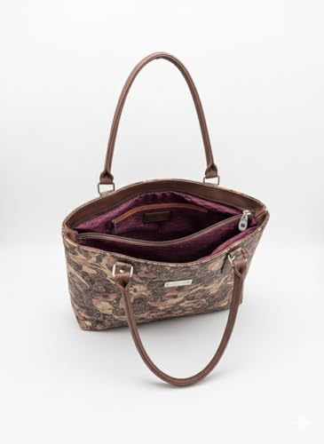 Image of De Elmore Elegant Floral Paisley Print Tote Bag | Women's Designer Look Top Handle Shoulder Purse with Zipper Pouch