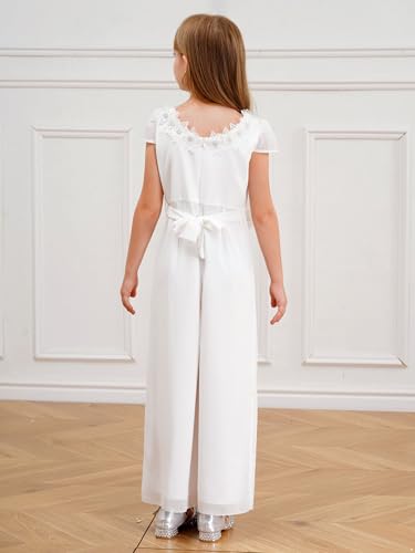 JEYPINMI Flower Girls Sequined Romper Dress Birthday Prom Formal Party Jumpsuit Wide Leg Pants Dancewear4