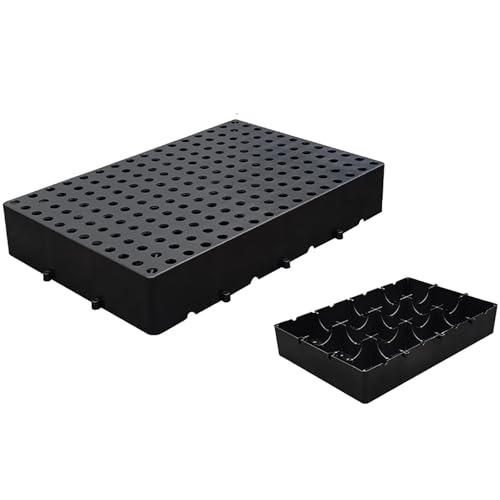Palets Plastico, Almohadilla de Rejilla de Almacenamiento Impermeable, Palé de Piso de Ventilación Encajable, Textura Antideslizante en la Superficie(Black,60x40x10cm/24x16x4in)