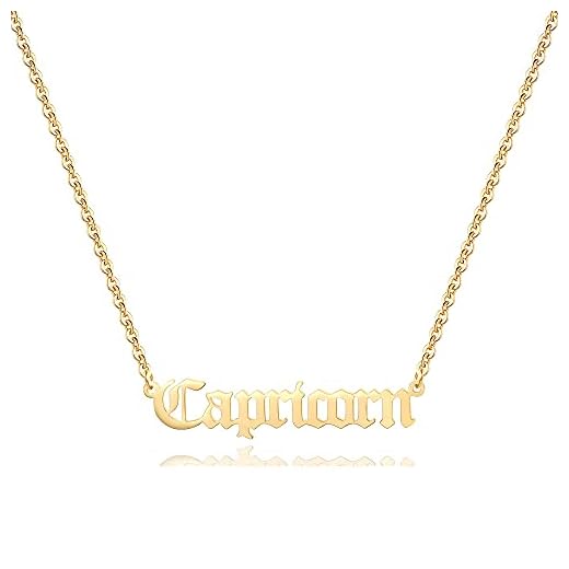 Aimber 18K Gold Plated Astrology Necklace for Women Jewelry,12 Zodiac Pendant Horoscope Constellations Necklace(Letter,Capricorn)