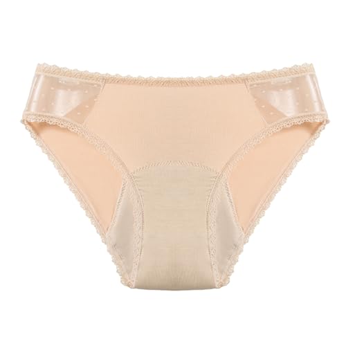 Pantalones cortos de bikini para mujer de talla mediana para mujer, pantalones cortos de baño menstruales, beige, XL