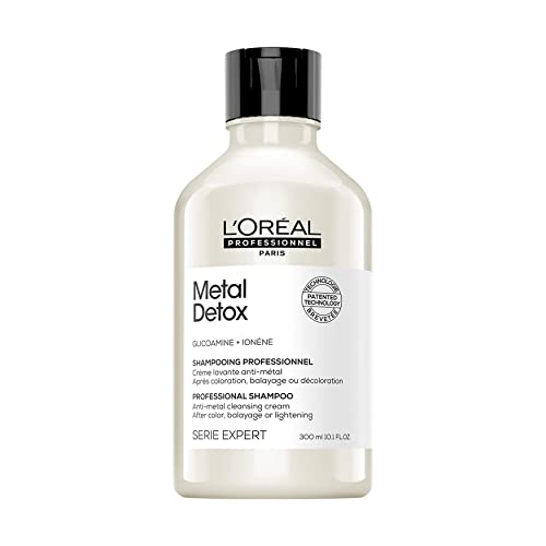 L'Oréal Professionnel | Champú Metal Detox, Para un cabello suave, brillante y sedoso, Color más duradero, Textura rica y cremosa, Sin Sulfatos, Para todo tipo de cabello, 300ml