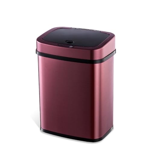 Caneca de basura rectangular sensor 4 galones rojo burdeos