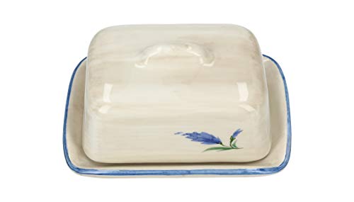 AmaCasa Eco Butterdose Lavendel | Handgemalt in Italien | Küche Deko Butter Geschirr | 7x12x9cm Cover