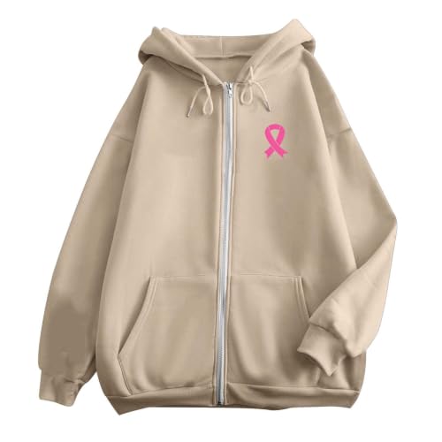 Breast Cancer Awareness Womens Hoodies Graphic Zip Up Hoodie Oversized Sweatshirt Casual Long Sleeve Fall Clothes - image 5