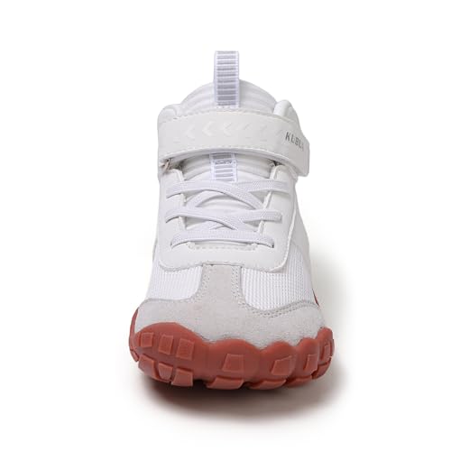 Image of KUBUA Kids High Top Barefoot Shoes Boys Girls Minimalist Zero Drop Sneakers | Wide Toe Box, Padded Collar for Ankle Support, Non-Slip, Hiking, Tennis, Walking, School, Wrestling, Gym, Little Kid, Big Kid