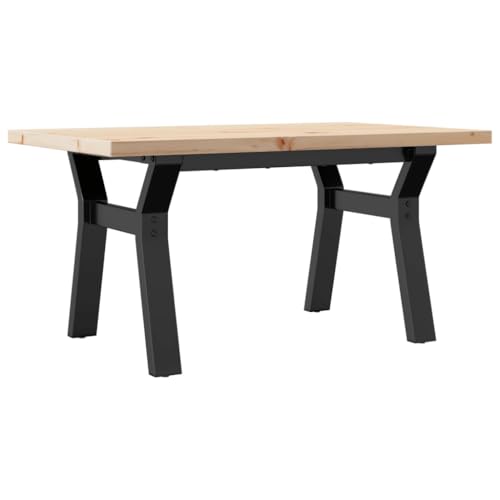 Table basse 80x50 cm en pin massif et acier avec piètement robuste en Y