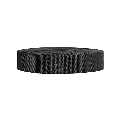Heavy Duty Webbing Strap Tape - 5 metres - Rucksack/Backpacks, Luggage/Cargo Strapping, Belts (Black, 25 MM) Cover