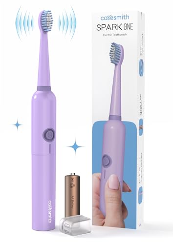 Caresmith SPARK One Electric Battery Toothbrush | Electric Tooth Brushes for Adult | AA Battery Provided | 30000 Strokes per Minute (Purple, 1)