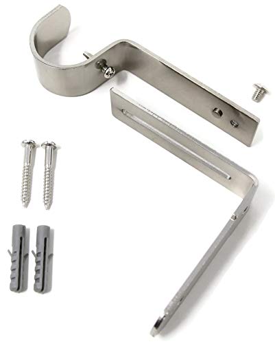 Urbanest Long Adjustable Solid Zinc Curtain Rod Bracket Wall Holder, Fits To 1", 1-1/8", And 1-1/4" Rod, 1 Piece - Brushed/Stainless Steel #TOP2