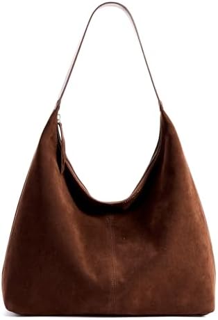KALIDI Suede Cresent Tote, Slouchy Hobo Bag Vegan Leather Medium ...