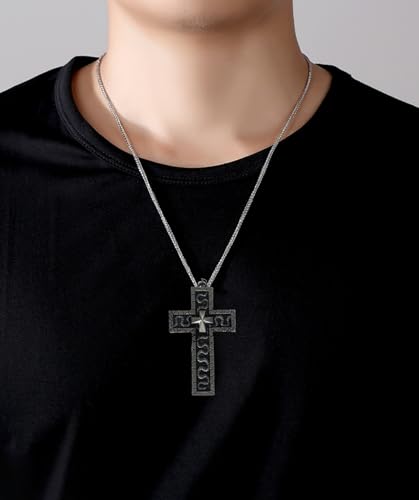 New Vintage Cross Pendant Necklace, Cross-shaped Necklace with Secret Compartment, Handmade Number 230 Cross Necklace for Men, Novelty Jewelry Fashion Accessories for Women3