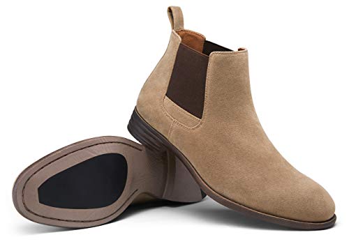 Jousen Men's Chelsea Boots Lightweight Casual Chukka Ankle Boots Classic Elastic Dress Boots For Men (Amy650A Mushroom 10.5) #TOP6