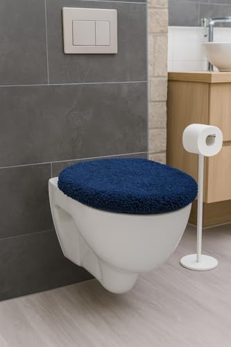 Brandsseller WC Deckelbezug 38x48 cm Ausschnitt aus weichem Mikrofaserstoff Toiletten Sitzbezug für Optimalen Komfort und Stil Dunkelblau